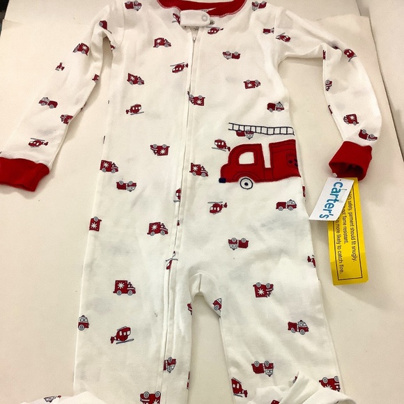 Carter’s One Pc Fire Truck  Cotton Pajama with Foot - Picture 1 of 6